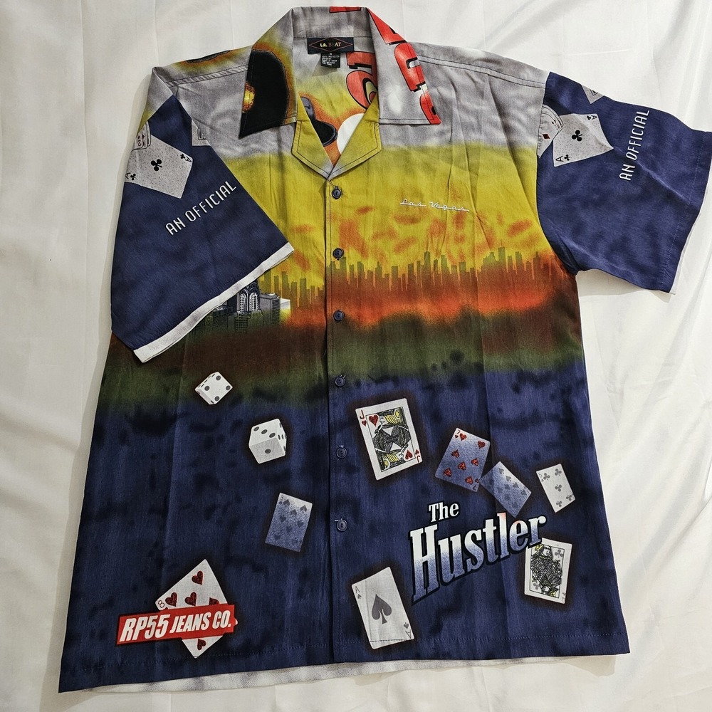 NEW The Hustler Las Vegas Button Shirt Mens M (fits like L) - Picture 2 of 6